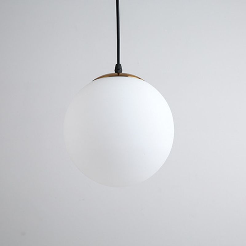 1 Light Spherical Pendant Light Modern Simple Frosted White Glass Glass Dining Table Hanging Lamp