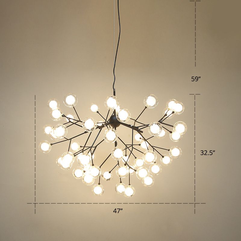 Double Glass Bubbles Chandelier Postmodern Style Firefly Pendant Lamp for Restaurant