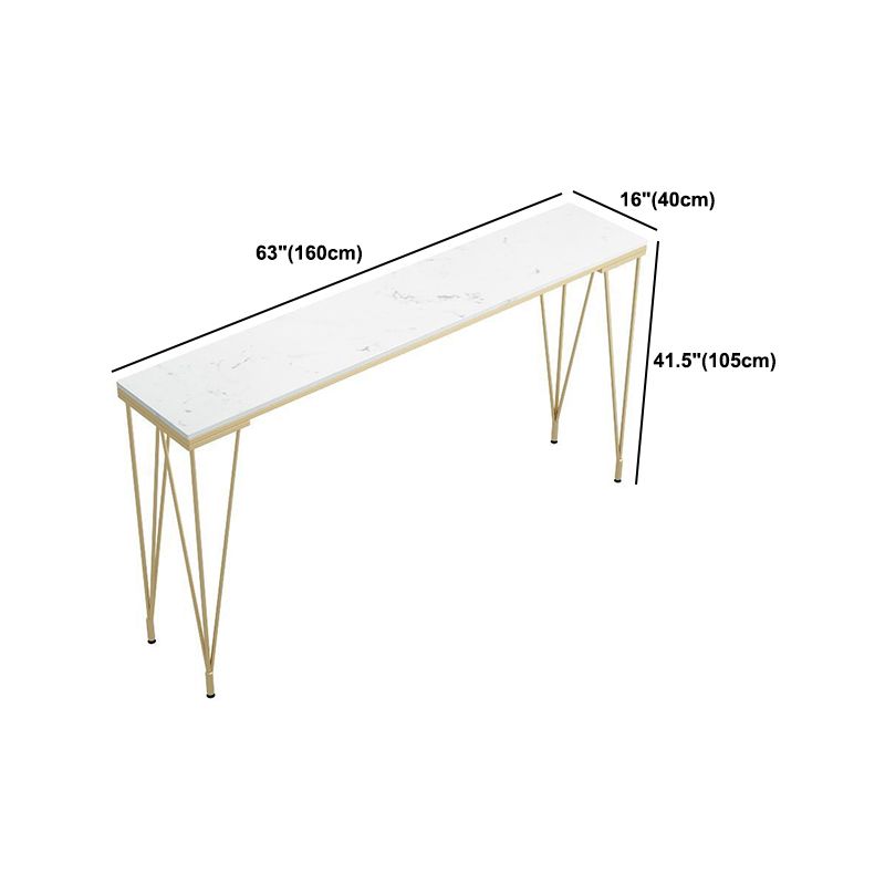 Glam Legs Counter Height Dining Table Rectangle White Stone Top Bar Table