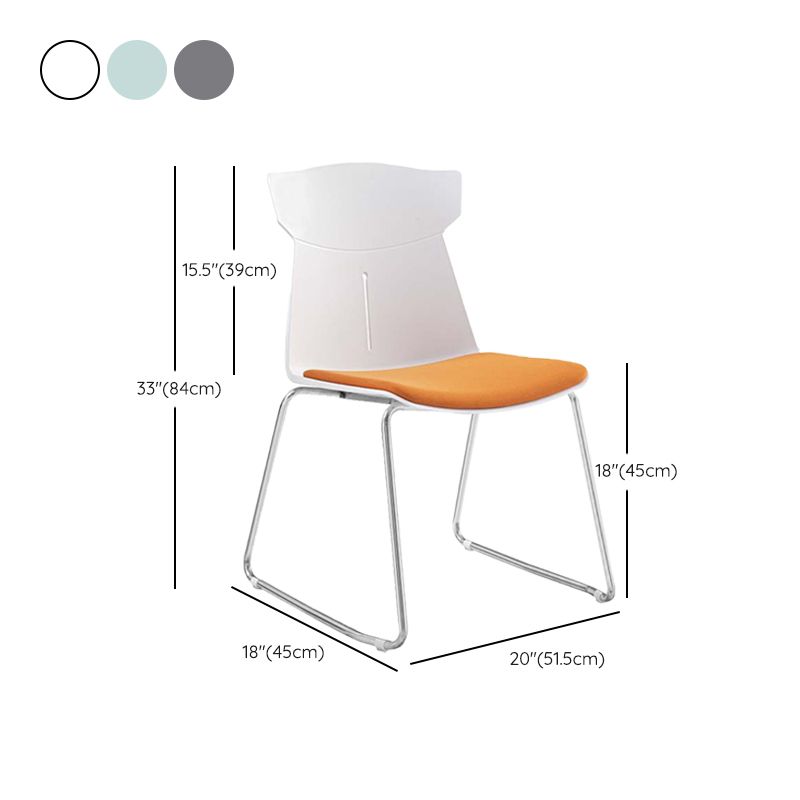 Contemporary No Wheels Desk Chair Plastic Armless Conference Chair