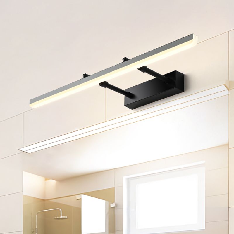 Single Contemporary Bathroom Vanity Light LED Bath Bar in Black/White Finish