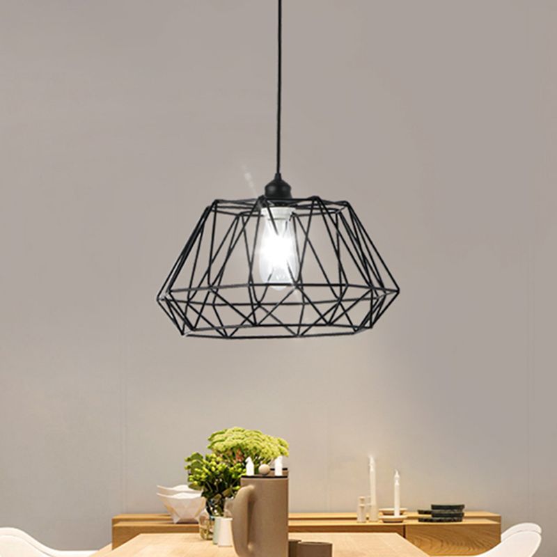 Lampada a soffitto a 1 luce con ombre geometrica Iron Iron Modern Dining Room Il soffitto a soffitto in nero opaco