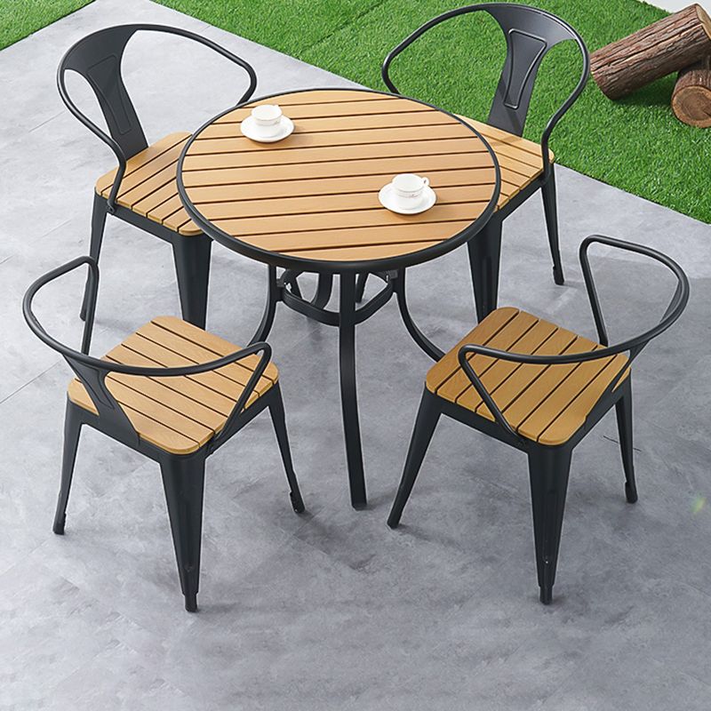 Industrial Metal Stacking Dining Armchair Water Resistant Patio Arm Chair