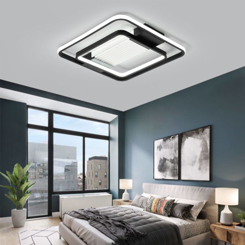 Metal LED Modern Flush Mount Geometric Shape Ceiling Lamp with Acrylic Shade for Bedroom