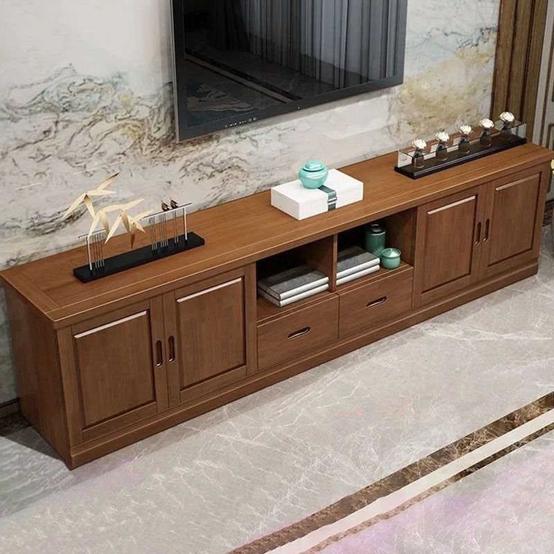 Solid Wood TV Stand Console Open Storage TV Console with Drawers