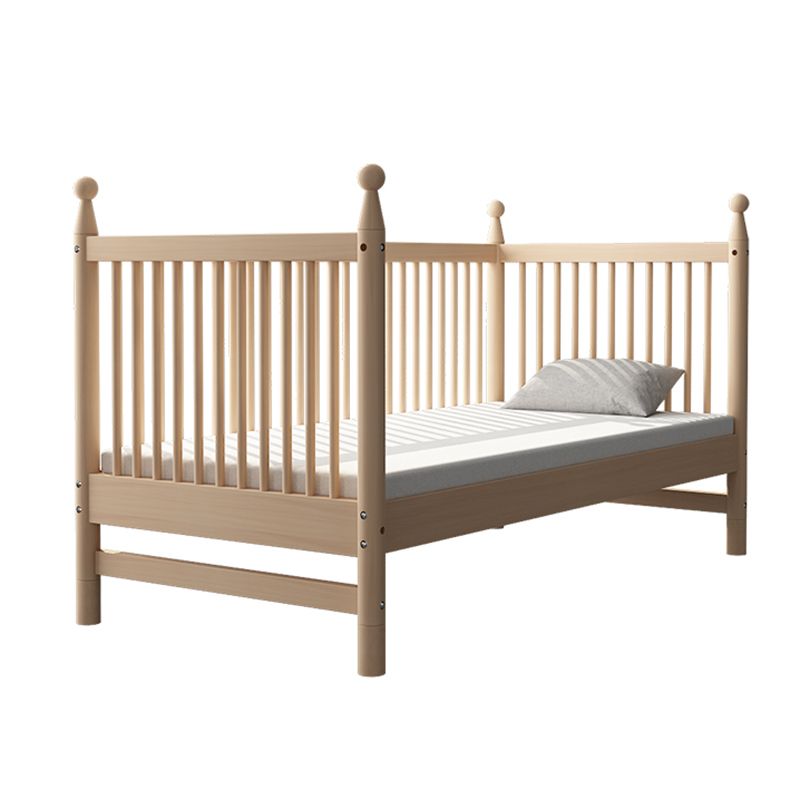 Solid Wood Kids Bed Natural Toddler Bed with Detachable Guardrails