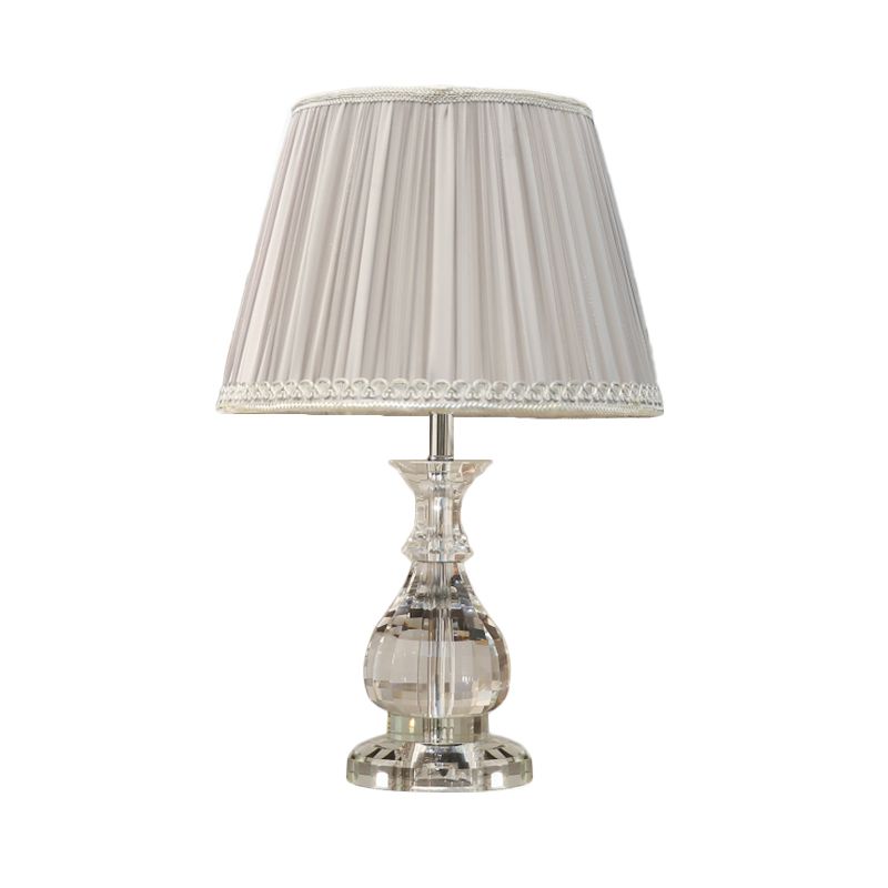 Clear Crystal Gourd Table Lamp Modern 1 Bulb Desk Light in Grey with Faux-Braided Detailing