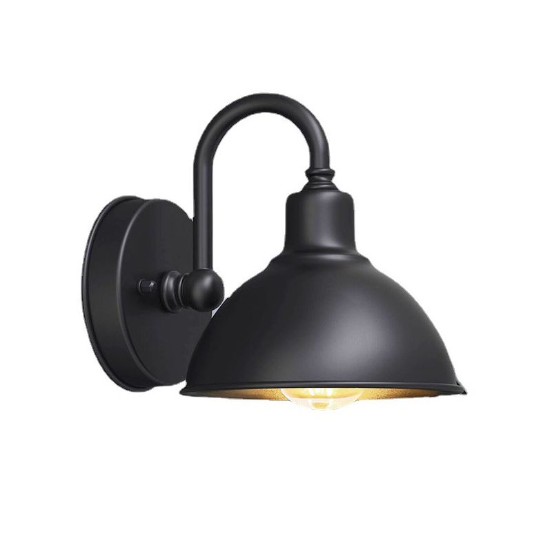 Rounded Dome Shape Wall Lamp Modern Style Metal 1 Lights Sconce Light in Black