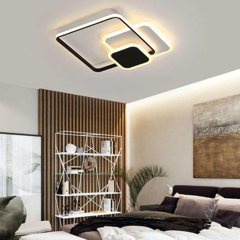 3-Light LED Flush Mount Modern Metal Circle Ceiling Mounted Fixture for Bedroom