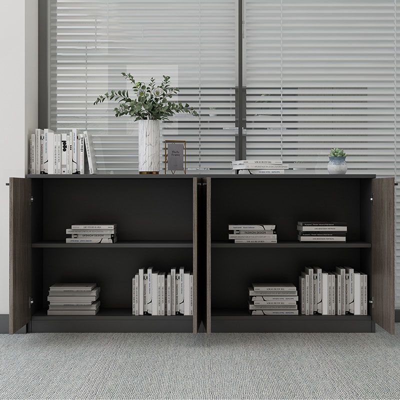 Modern Espresso File Cabinet Solid Wood Lateral File Cabinet with Storage Shelves