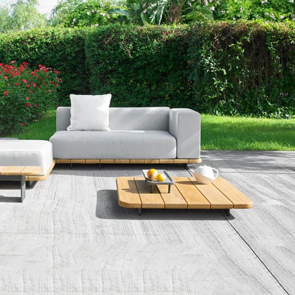 Modern Solid Wood Outdoor Loveseat Water Resistant Outdoor Patio Sofa