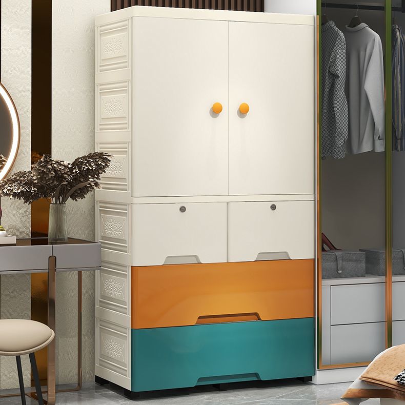 Contemporary Kid's Wardrobe Plastic Kids Closet with Drawers for Bedroom