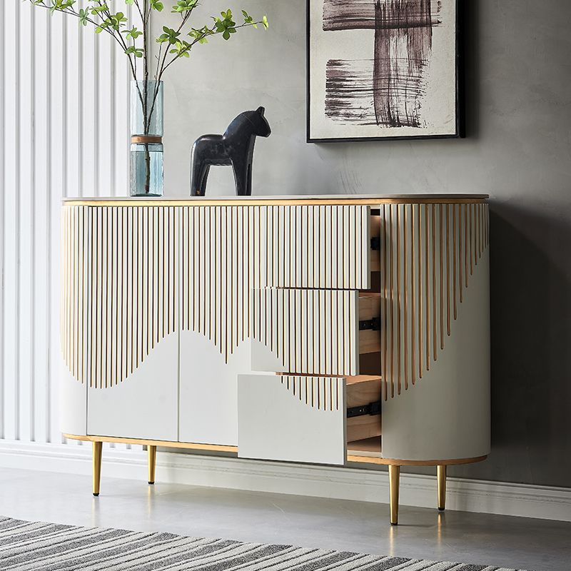 Adjustable Shelving White Sideboard Cabinet Engineered Wood Credenza