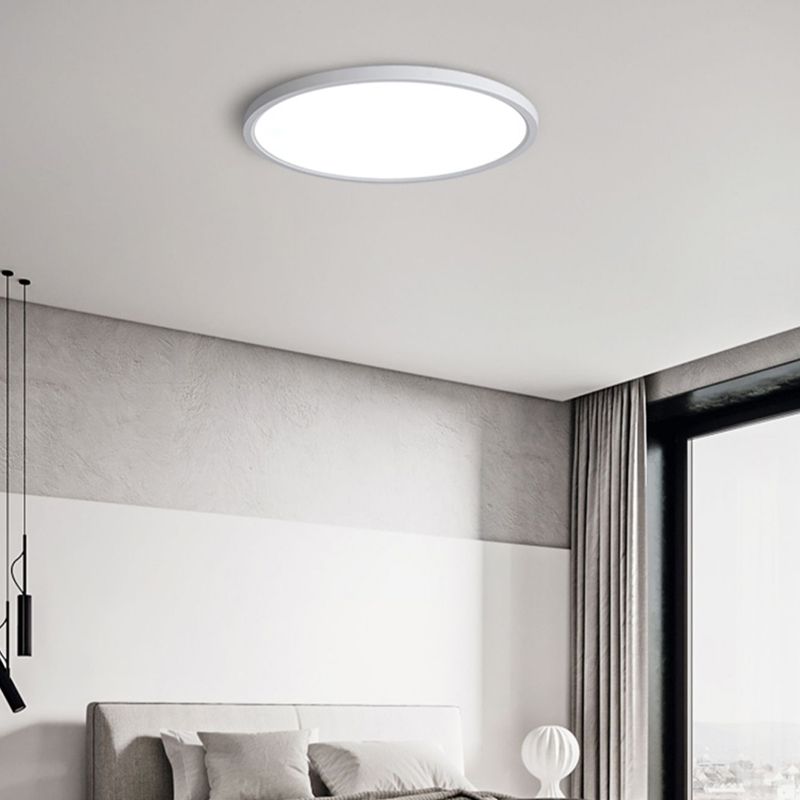 White Round Ceiling Mount Light Modern Style LED with Plastic Shade for Bedroom