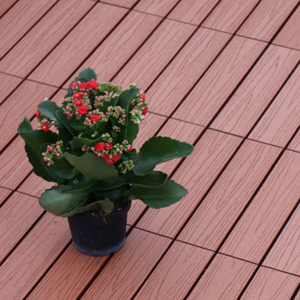 Contemporary Square Wood Tile Wire Brushed Brown Engineered Wood for Patio Garden