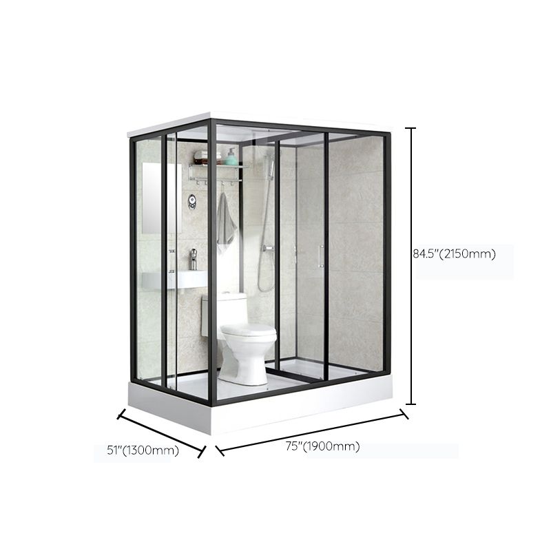 One Piece Tempered Glass Single Sliding Shower Enclosure White Frame Shower Enclosure