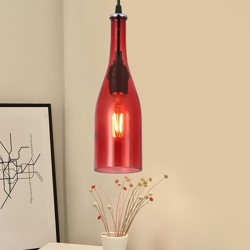 1 leichte Flaschenform Hanging Lampe Retro Industrial Glass Anhängerlampe für das Restaurant