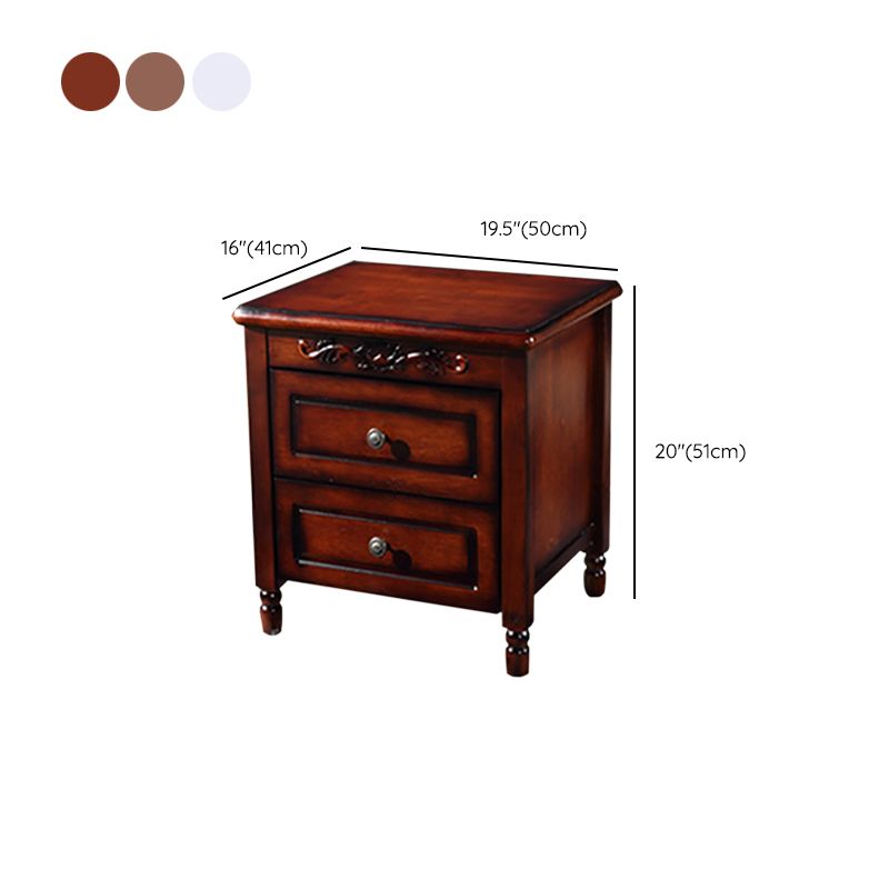 17.5"W X 20"H Traditional Nightstand Rubber-wood Night Table for Living Room