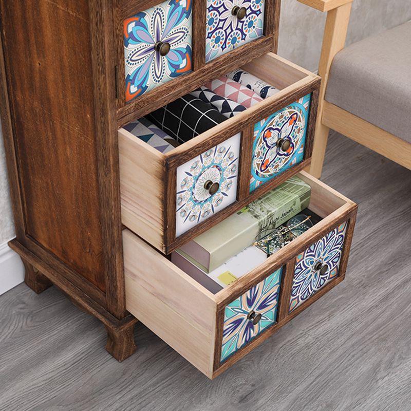 Traditional Storage Chest Dresser Vertical Wooden Storage Chest with Drawers