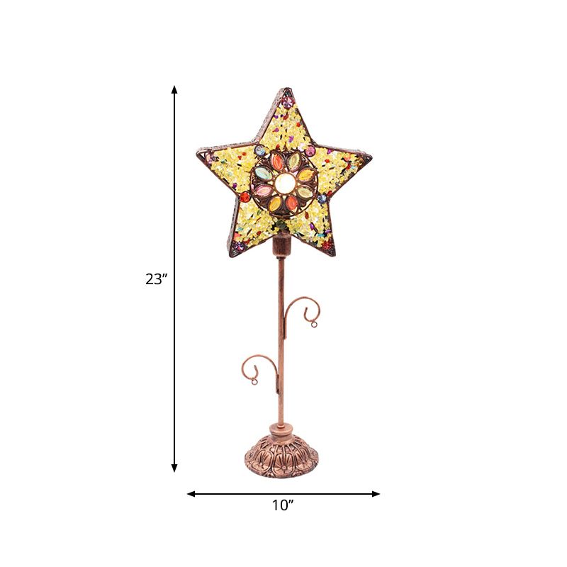 Acrylic Beaded Bell/Star/Cone Night Light Moroccan 1 Light Bedroom Table Lighting with Open Top in Copper