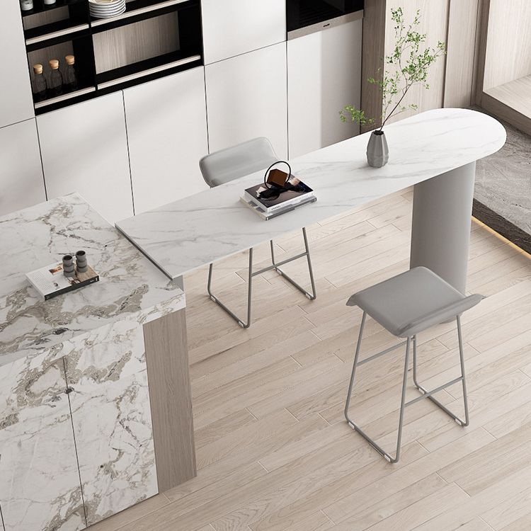 Stone Bar Dining Table Modern Bar Table with Double Pedestal for Kitchen Dining Room