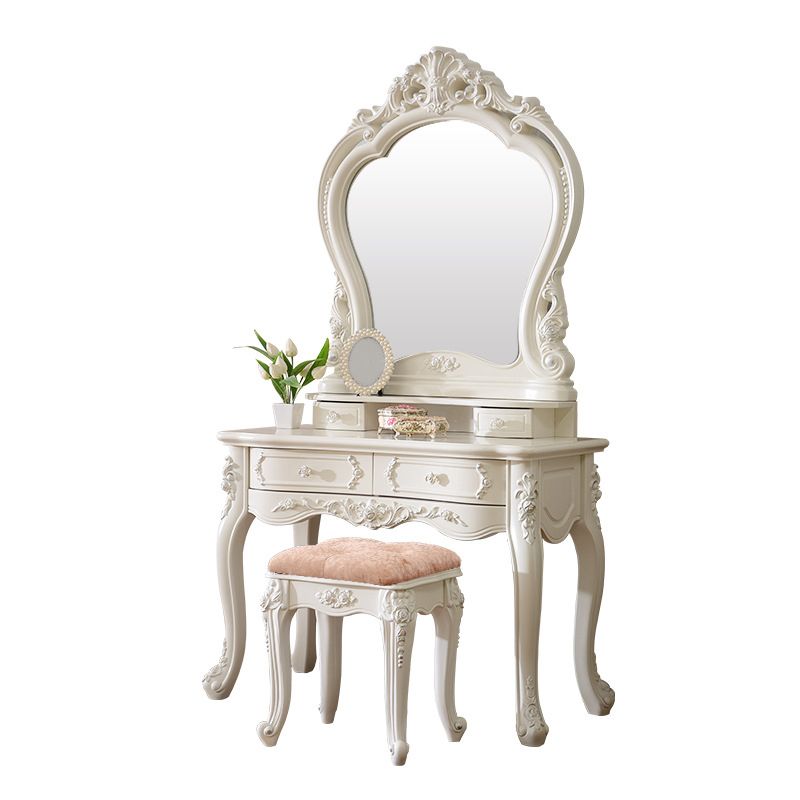 White Vanity Dressing Table Set Victorian Mirrored Wood Vanity