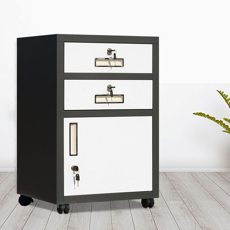 Contemporary File Cabinets Steel Frame Filing Cabinets with Key Lock for Office