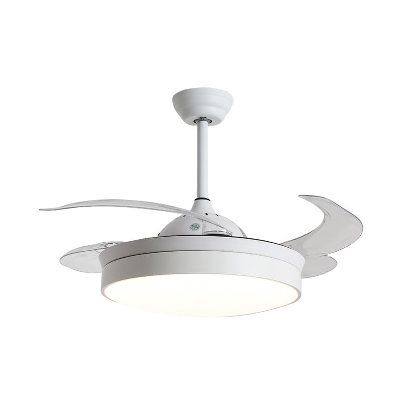 Noordse noordse trommel LED Semi Flush Ceiling Light Acryl Living Room Hangt Fan Lamp, 20 "Wijd