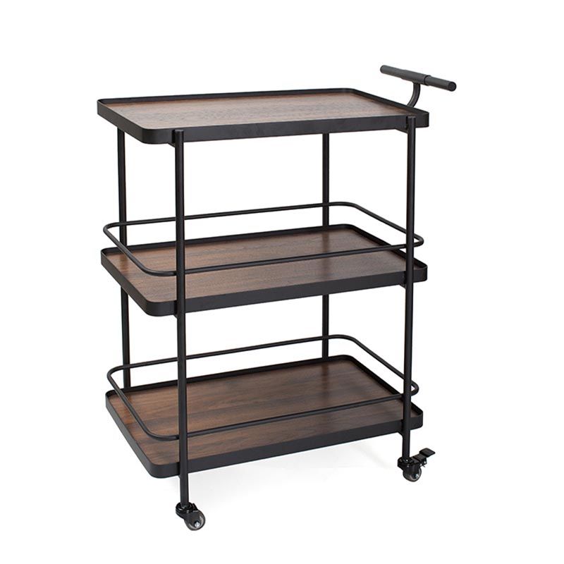 35.43"H Rolling Contemporary Prep Table Metal Prep Table with Open Storage