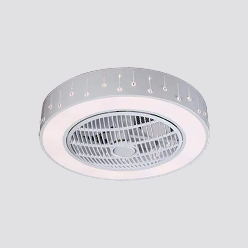 Bedroy LED de 22 "de ancho Semi Flush Contemporáneo White Hanging ventilador Ligera con tono acrílico redondo