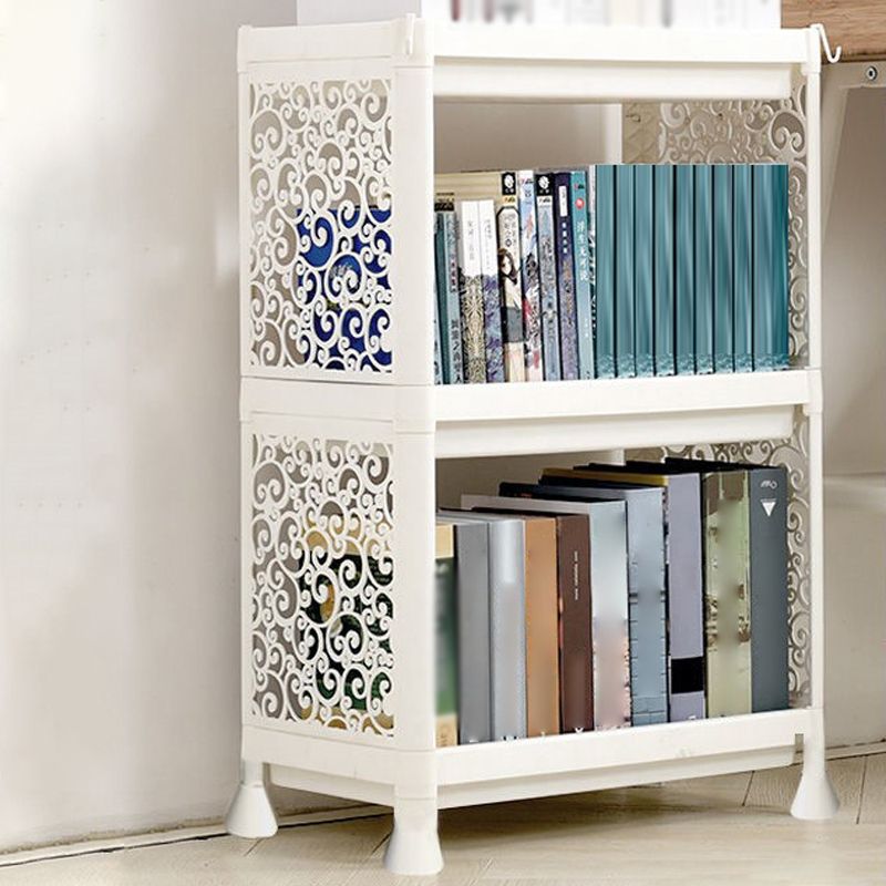 Plastic Bookcase Contemporary Style Open Back Bookshelf for Office Home Study Room