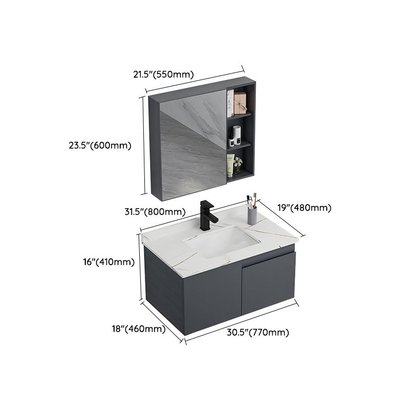 Wall Mounted Bathroom Vanity Modern Metal Vanity Set with Sink Included