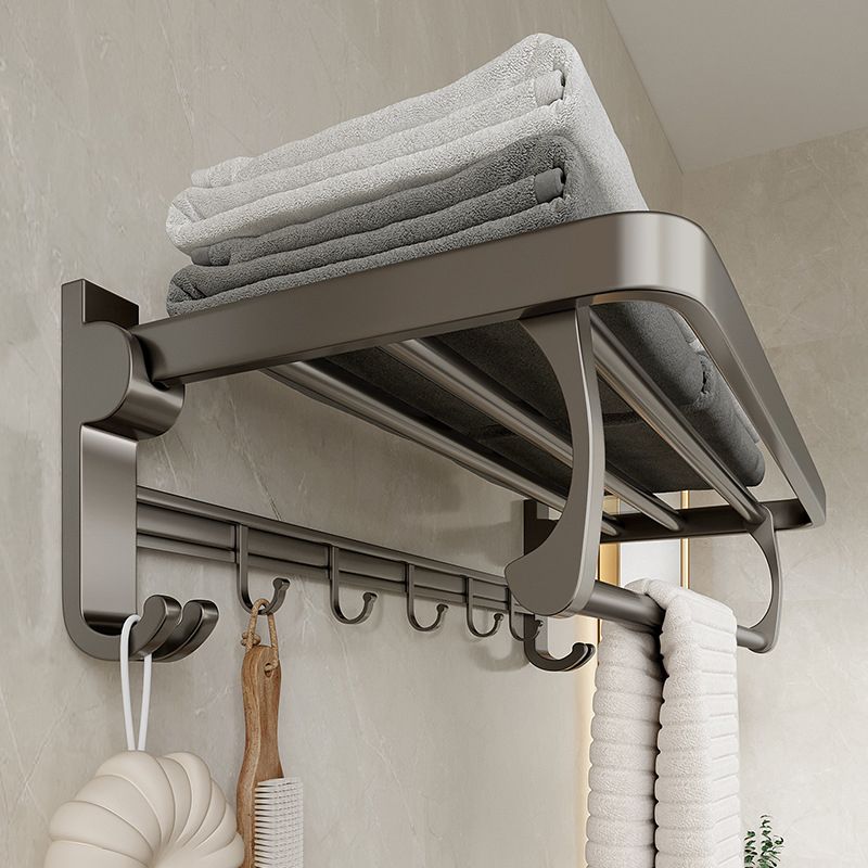 Modern Bathroom Accessory Set in Gray with Bath Shelf/Towel Bar/Robe Hooks & Paper Holder