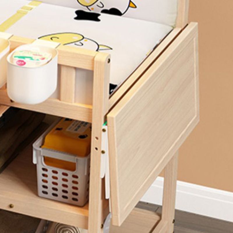 Flat Top Baby Changing Table Solid Wood with Storage Shelf and Wheel