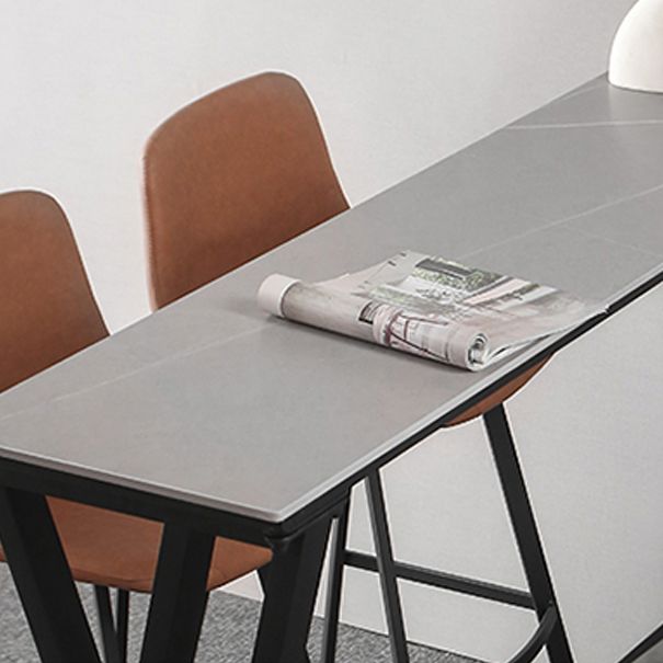 White Marble Bar Table with Rectangle Table Top Trestle Table - 41.3" H