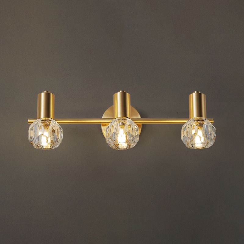 Crystal Geometric Wall Sconce Modern Multi-Lights Mirror Wall Light Fixture in Gold