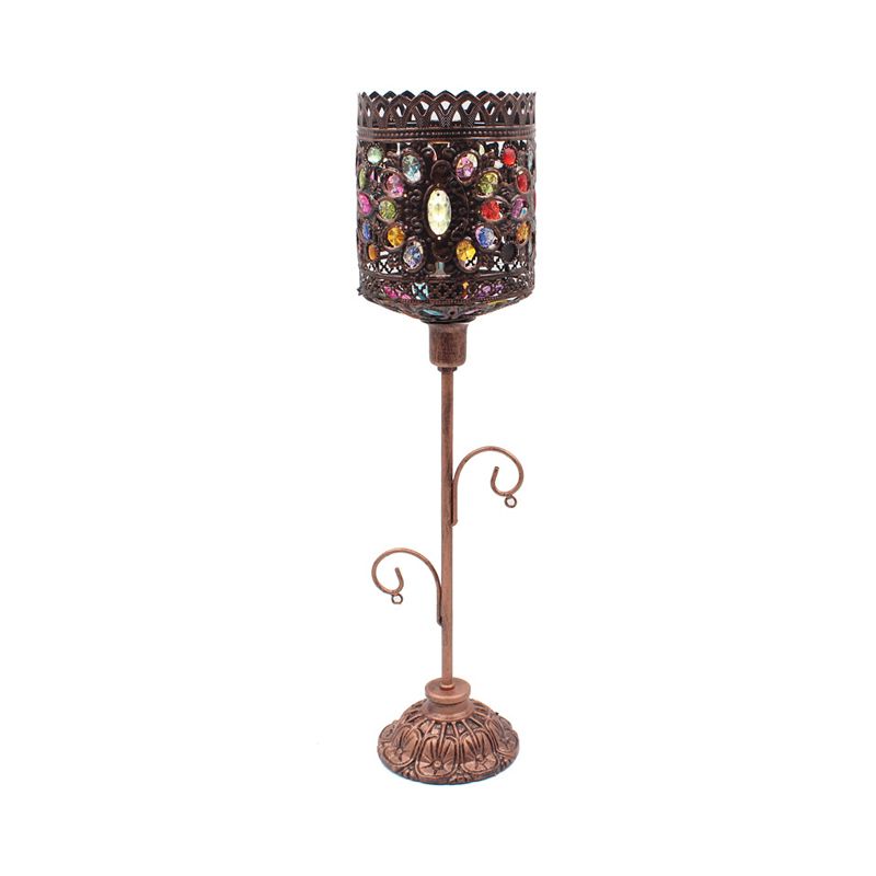 Acrylic Beaded Bell/Star/Cone Night Light Moroccan 1 Light Bedroom Table Lighting with Open Top in Copper