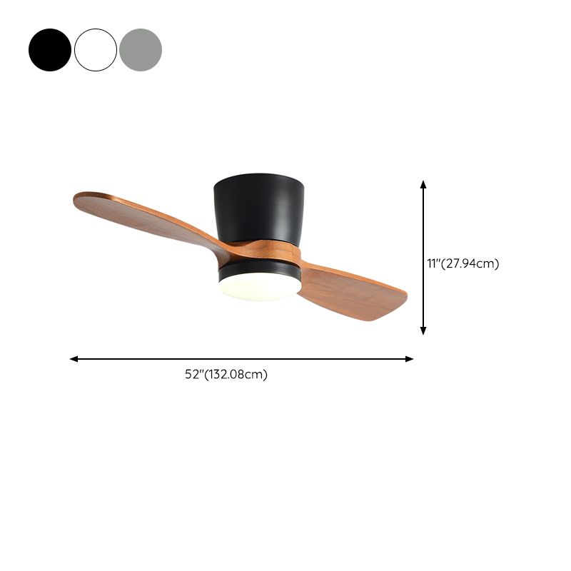 Nordic Style LED Ceiling Fan 2-Blade Fan Lighting with Wood for Restaurant