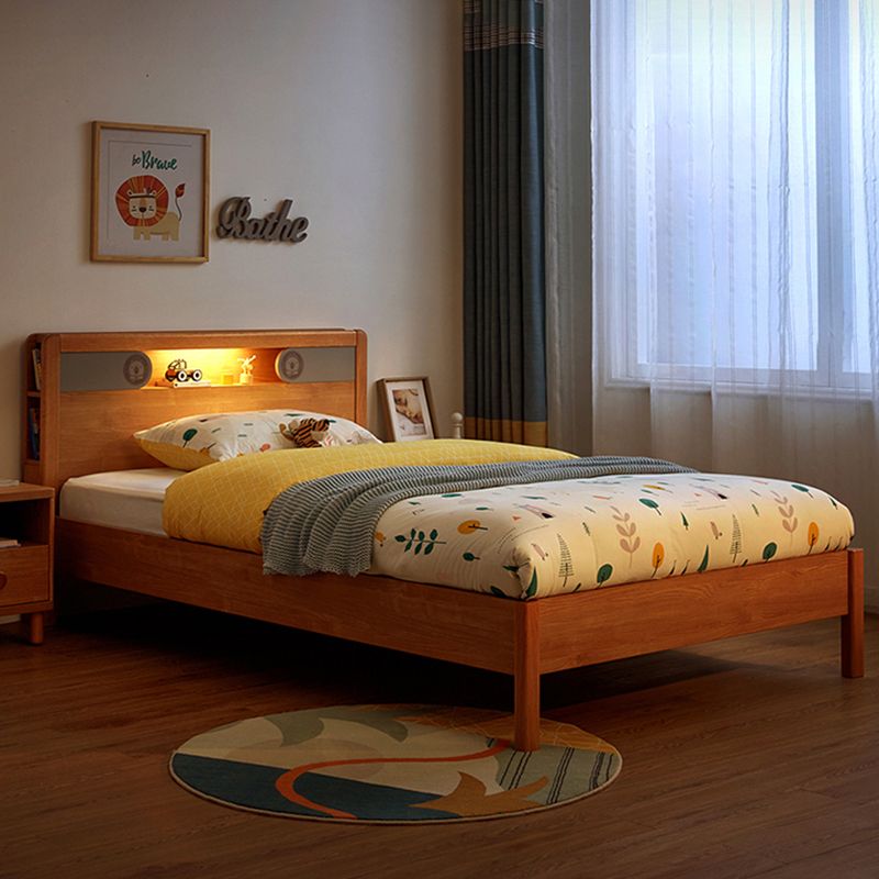 No Theme Modern Kids Bed Solid Wood Storage Panel Bed with Headboard