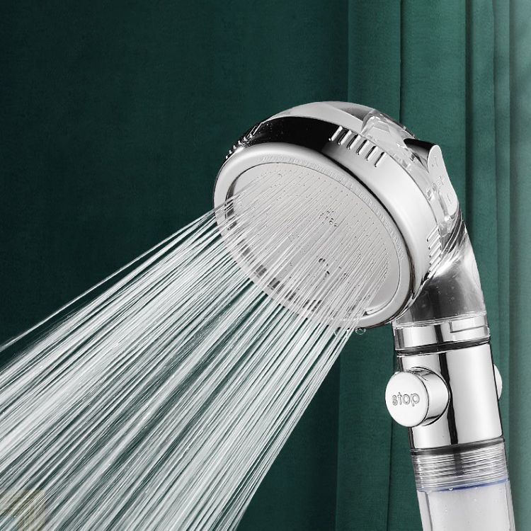 Contemporary Handheld Shower Head Round Filter Ball Spray Head in Silver