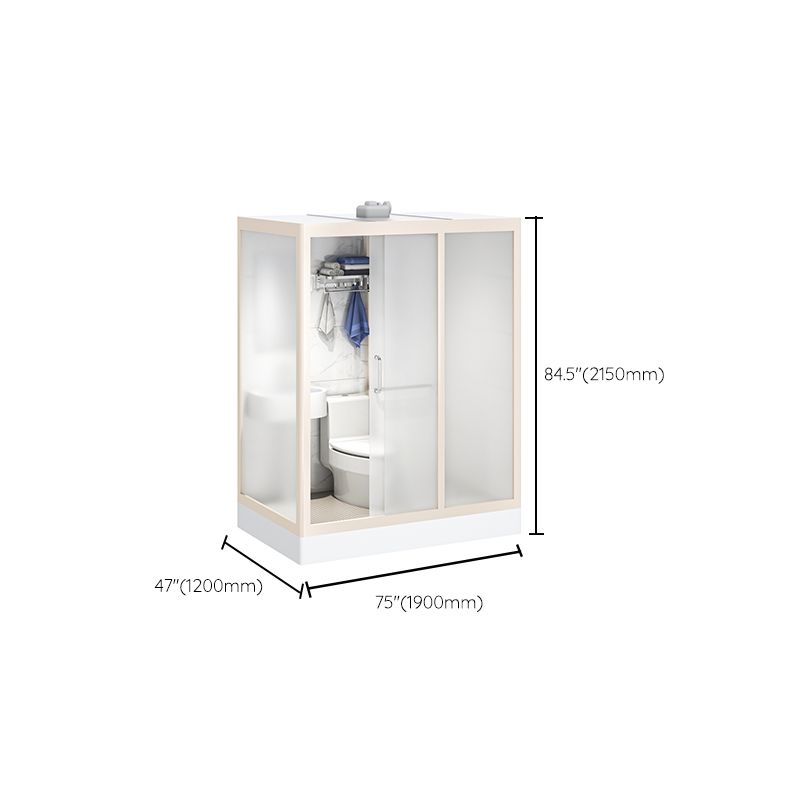 Modern Framed Tempered Glass Shower Kit with Base Included Framed Shower Stall in White