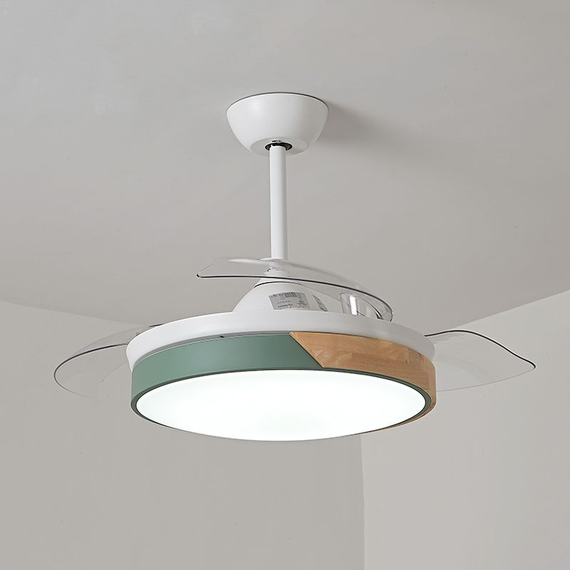 Round Ceiling Fan Lighting Kids Style Metal Single Light Ceiling Fan Lamp for Living Room