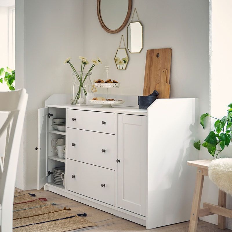 Modern White Sideboard Server Cabinets Included Server for Dining Room