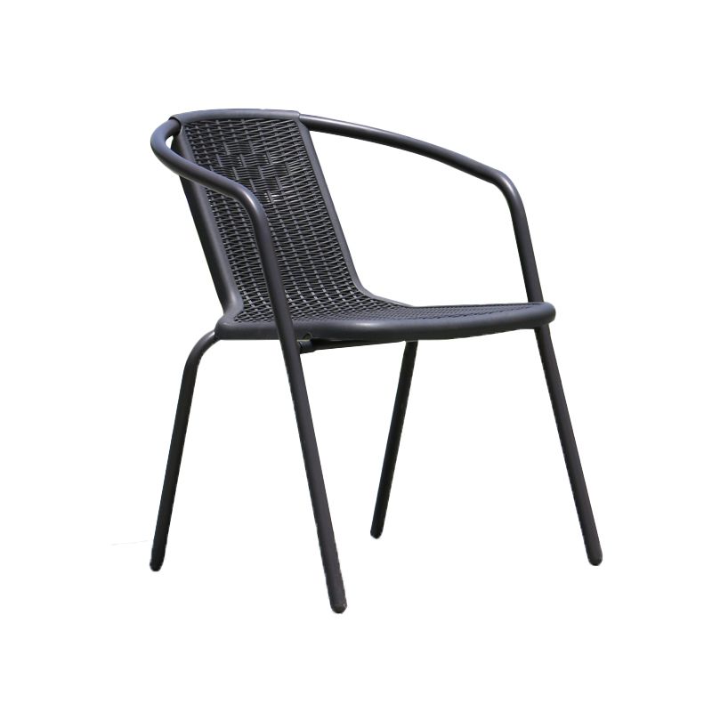 Black Metal Outdoor Chair Contemporary Armchair Stacking Outdoor Bistro Chair