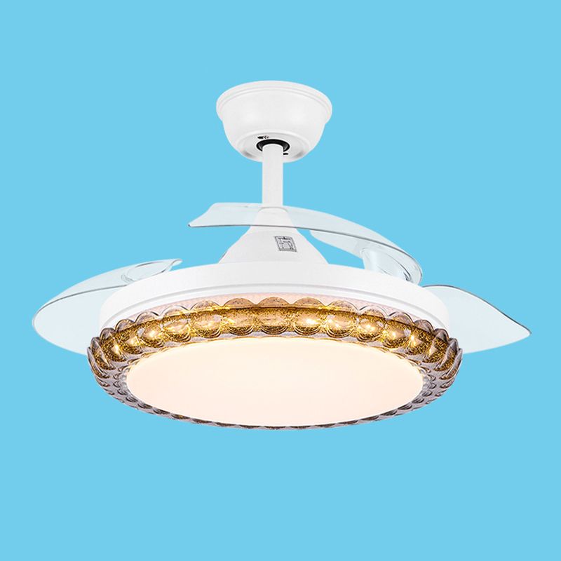 Contemporary Fan Ceiling Lighting in White Interior LED Ceiling Fan Fixture