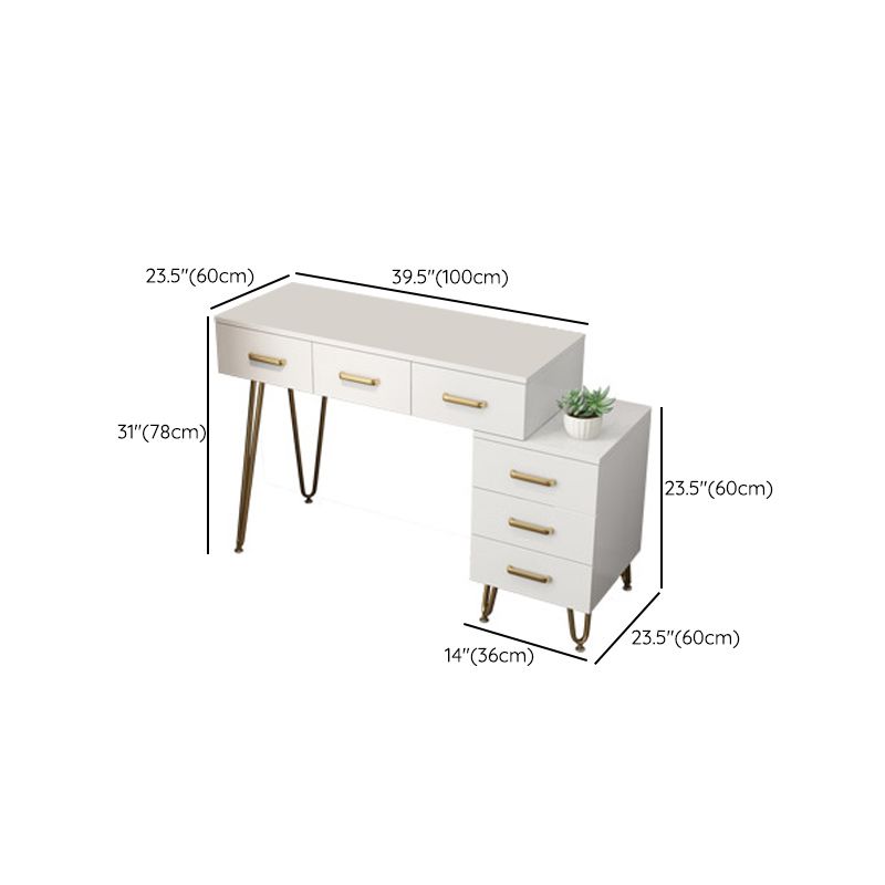 Wooden Vanity Desk in White Modern with Drawers Dressing Table