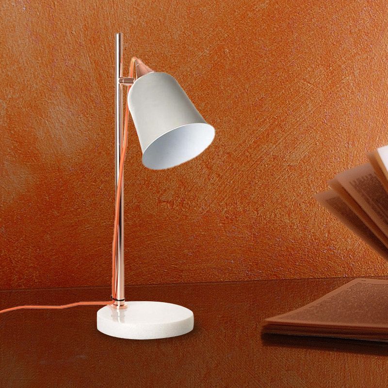 Gray/Pink Cup Shaped Desk Lighting Nordic Style 1 Bulb Metal Desk Lamp with Marble Base for Study Room