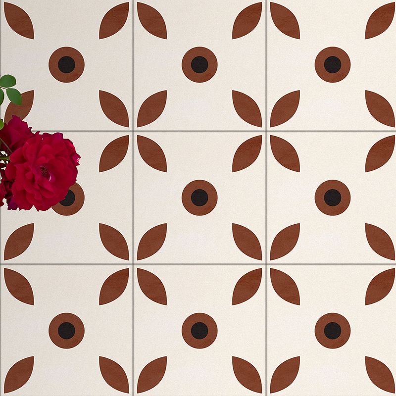 Indoor Vinyl Flooring Flower Print Peel and Stick Waterproof Square Vinyl Flooring