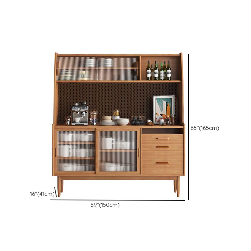 Modern Buffet Table Pine Sideboard Table with Doors for Kitchen