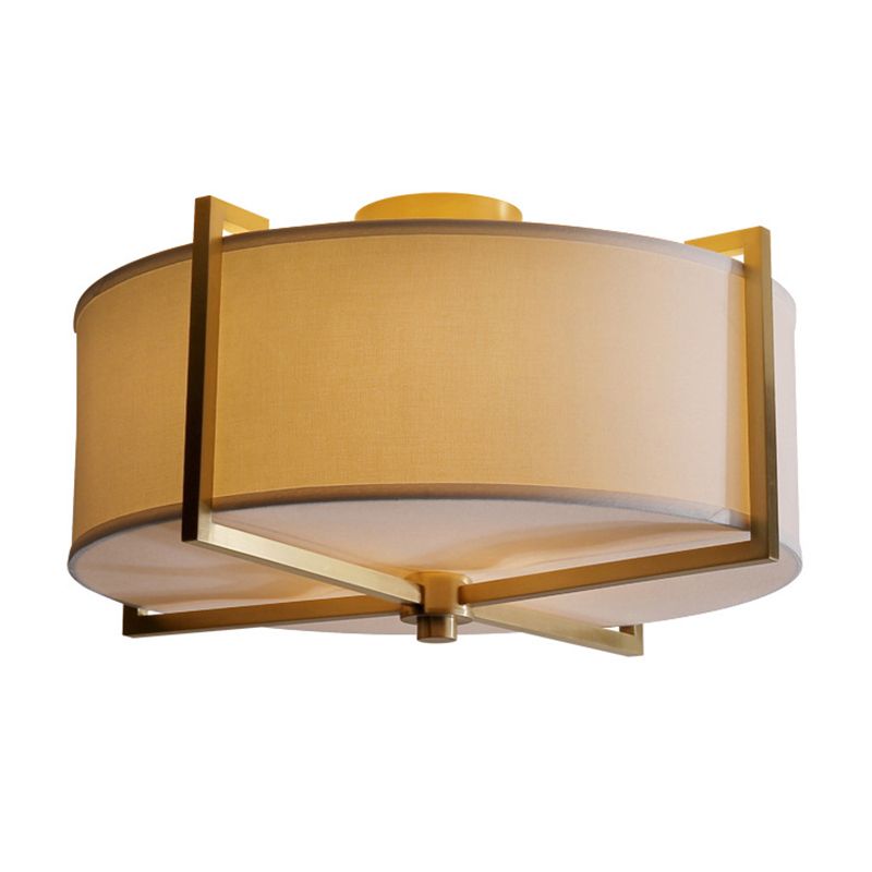 5 lumières Round / Square Flush Mount LAMPE RUSTIC WHITE TASH PLADIER LIGHT DESSION AVEC BRACE X EN BRASS